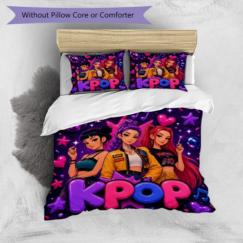 3pcs Duvet Cover Set (1*Duvet Cover + 2*Pillowcase, Without Core),K Print Bedding Set, Bedroom Decor, All‑Season, Birthday Gift