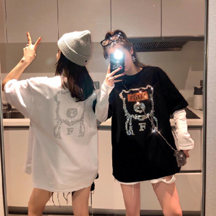 Футболка с короткими рукавами и рисунком в виде ромба для женщин, летний новый корейский стиль, свободный модный топ