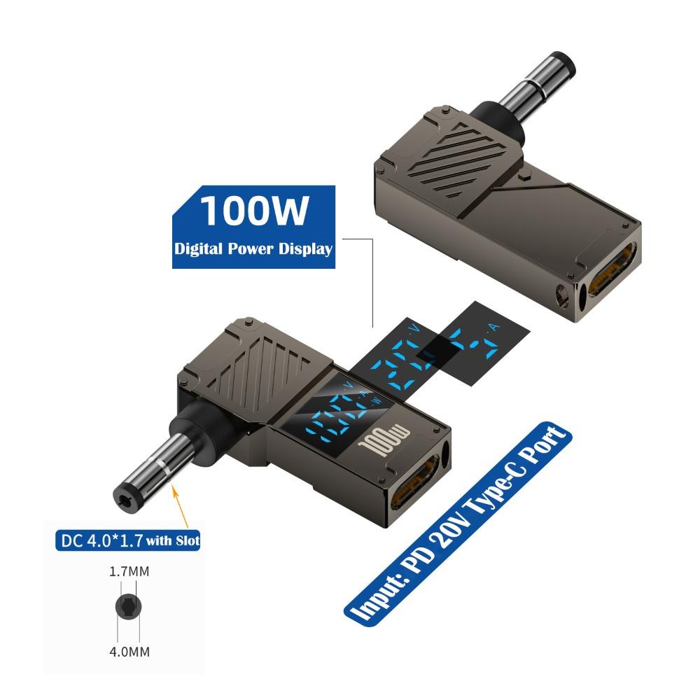 PD 100 Вт USB-C к DC Конвертер Цифровой дисплей Зарядное устройство для ноутбука Штекер для Lenovo/HP/Dell