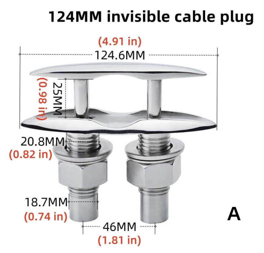 316 Stainless Steel Double Invisible Lifting Cable Bolt Bollard Rope Guide Yacht Hardware Accessories Bollard Cable Bolt