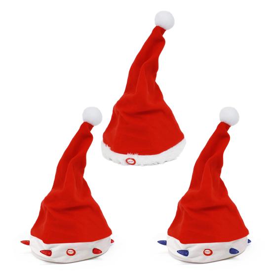 Electric Christmas Hat Plush Singing Dancing Santa Hat Funny Light Up Swing Velvet Hat for Xmas New Year Party Supplies