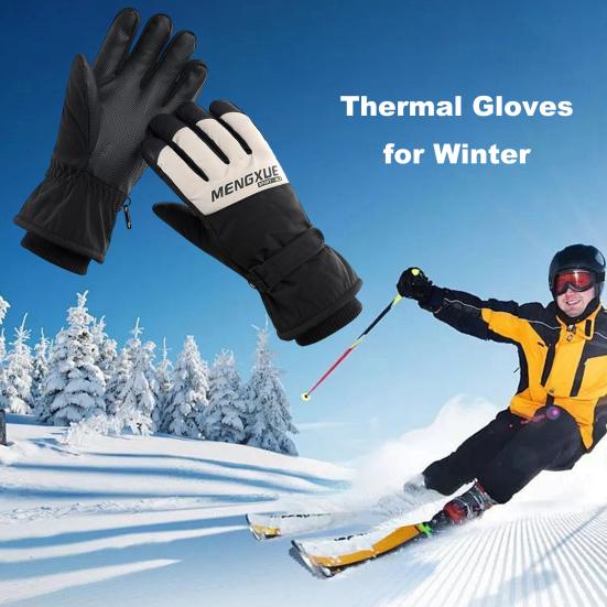 Зимние термоперчатки для мужчин и женщин, водонепроницаемые ветрозащитные перчатки для сенсорных экранов, теплые флисовые перчатки