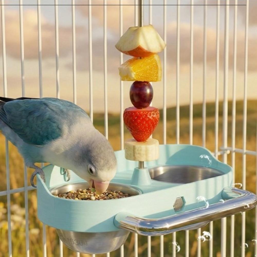 Double Bowl Bird Cage Feeder Large Capacity Bird Food Bowl Bird Water Bowl for Small Medium Birds