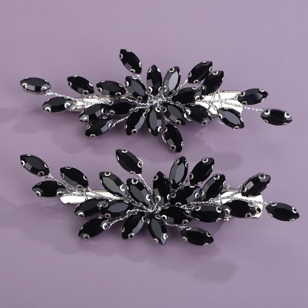 2 шт. Заколка для волос со стразами для свадьбы, свадебное украшение для головы, серебристый, черный, свадебные аксессуары для волос, зеленый, красный, тиара, синий, фиолетовый, украшения