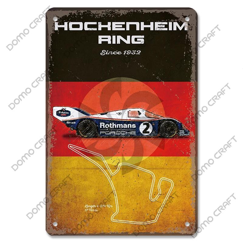 Racing Car Plaque Metal Tin Sign F1 Racetrack Vintage Poster Wall Art Decor for Garage Racing Club Home Wall Decoration