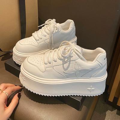 2025 осень новые толстоподошвенные туфли на высоком каблуке, обувь на платформе, повседневная обувь, небольшой подъем, маленькие белые кроссовки женские