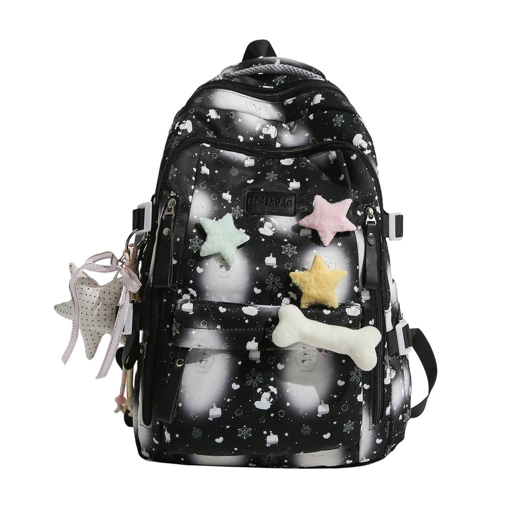 Schoolbag new casual high-value backpack fresh, sweet and cute star backpack junior high school students lightweight commuting schoolbag
