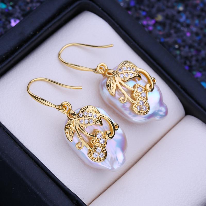 LSOOYH серьги с натуральным пресноводным белым большим жемчугом в стиле барокко для женщин, модные висячие серьги золотого цвета с культивированным жемчугом, свадебные украшения