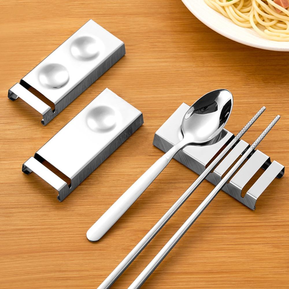 2 Pieces Dual-use Chopstick Rest Rust-proof Spoon Rack Durable Spoon Rest Kitchen Gadget