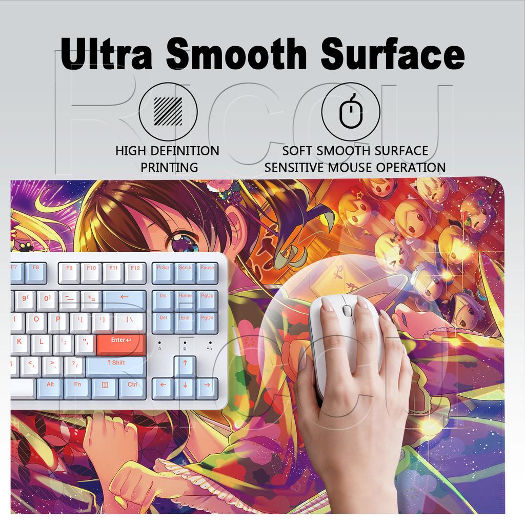 Mouse Pads Anime Kawaii Girl Hololive Natsuiro Matsuri Washable Tabletop Mats Locking Edge Laptop Office Rubber Carpet 900x400mm