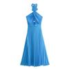 Kaslead New Arrival Women's Clothing Fashion Style Small Pleated Intimates Style Hanging Collar Dress 3564111 420