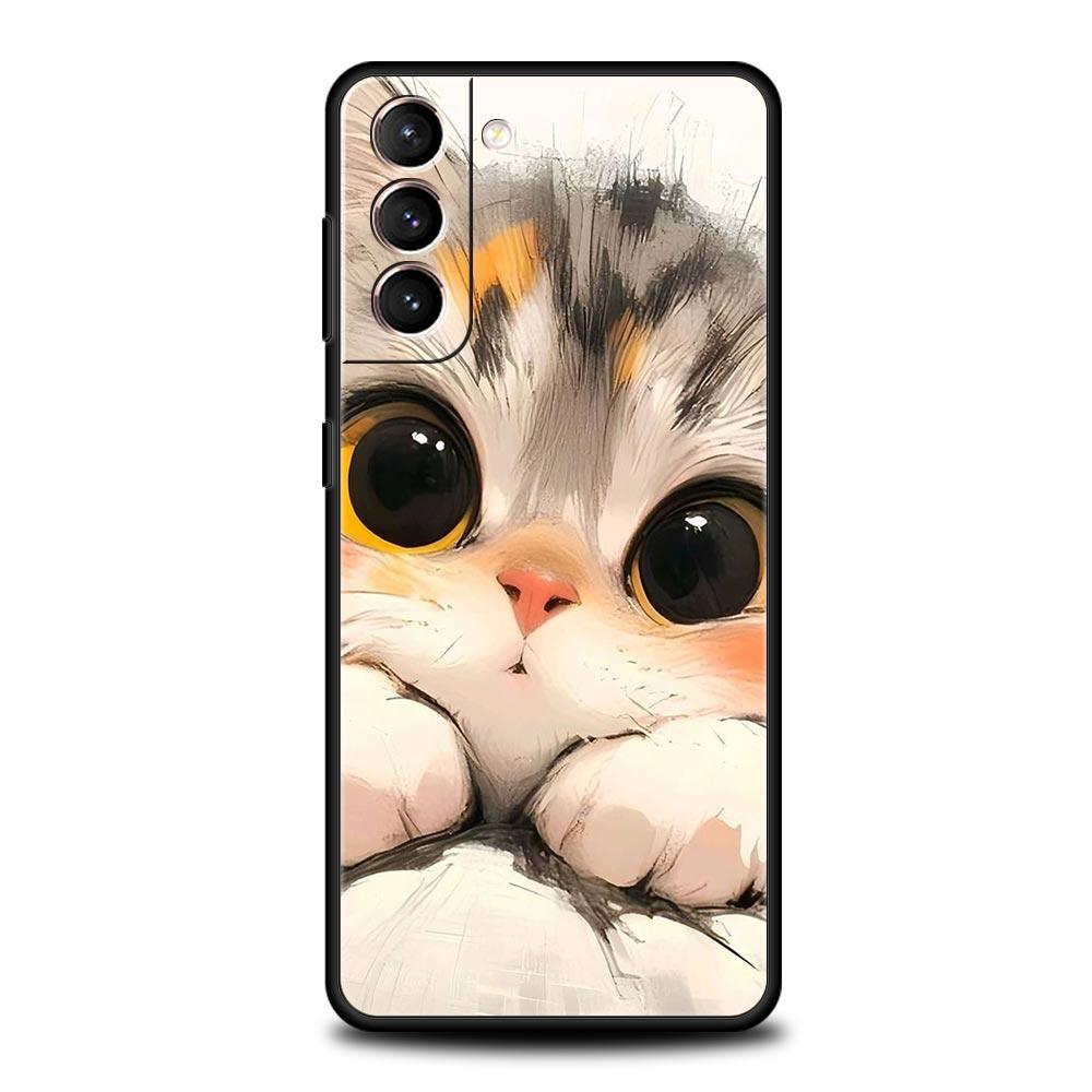 Cute Cat Phone Case Cover for Samsung Galaxy S26 S25 S24 S23 S22 S20 S21 FE Ultra S25 Edge Plus 5G Soft TPU Shell Fundas Capas