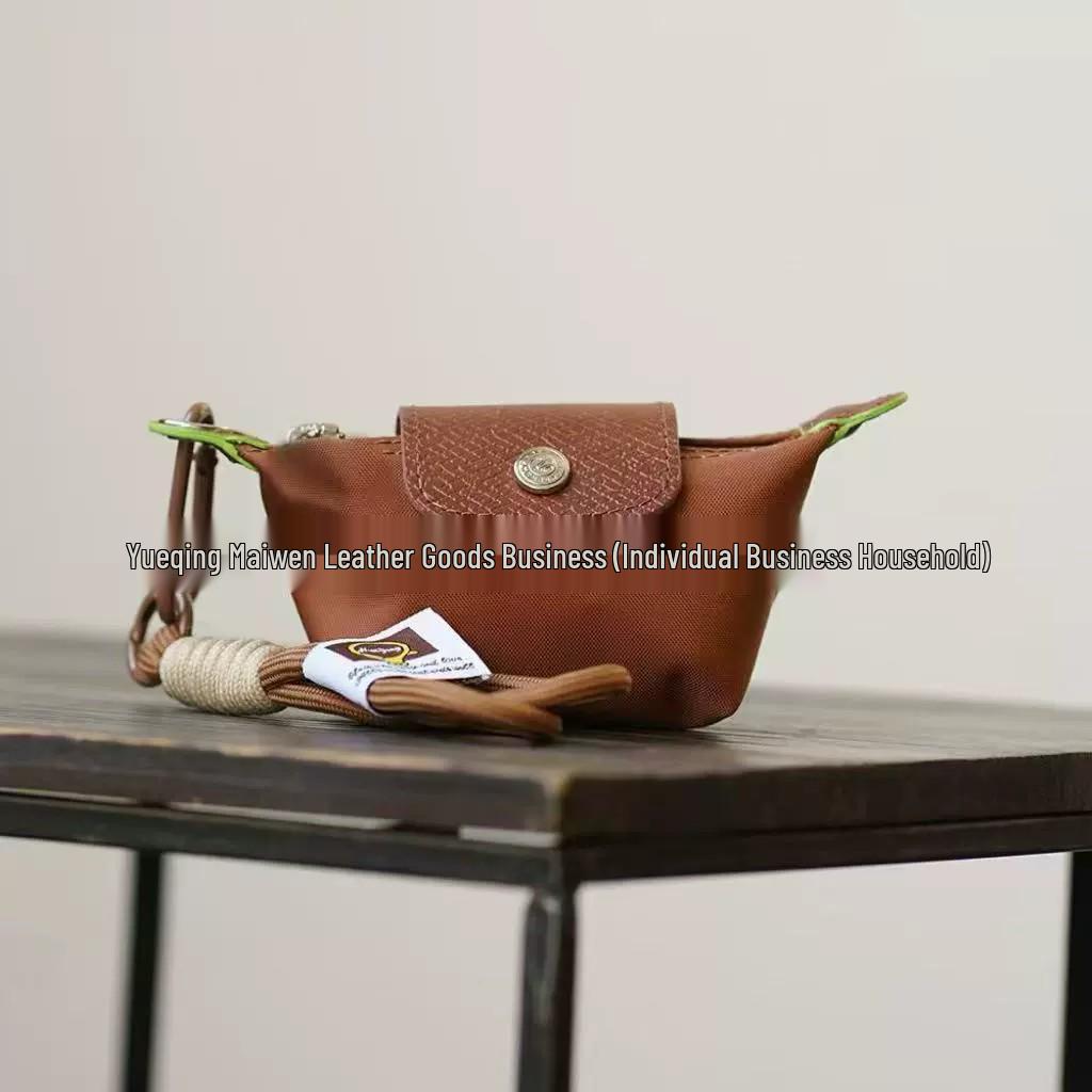 Сумка-пельмень Longxiang Mini из нейлона с кожаной отделкой - Хранение монет, наушников, помады - Милая маленькая сумка через плечо.