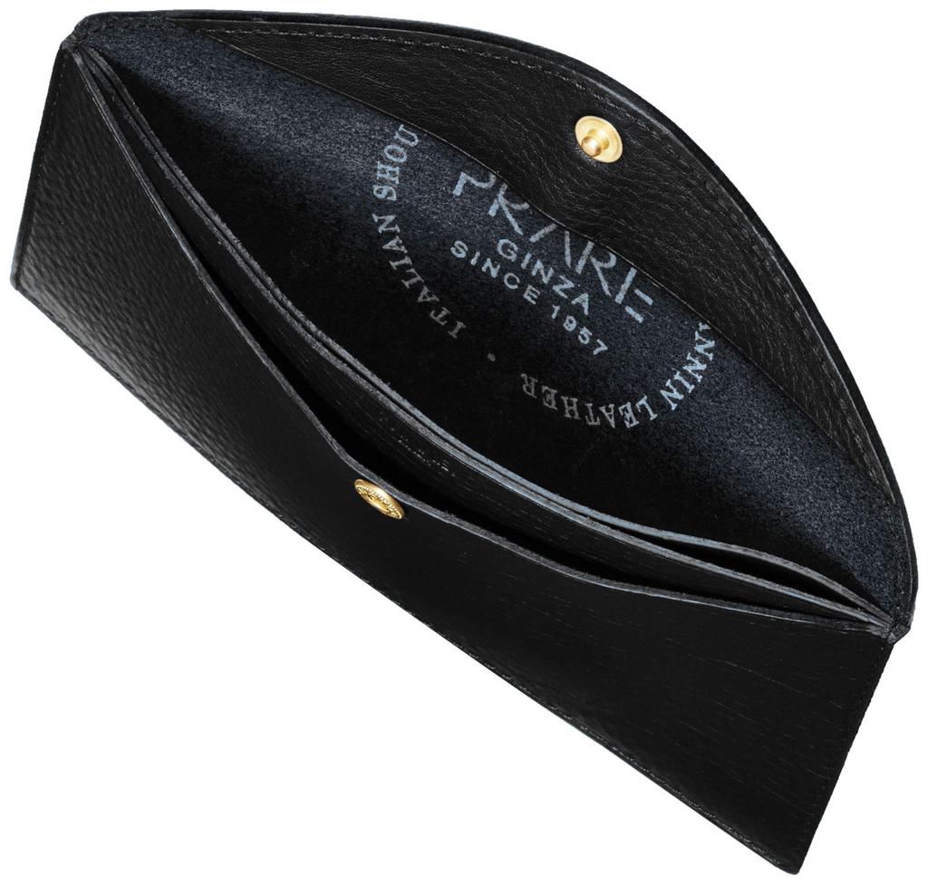 [Прери] Минималистичный классический длинный кошелек Prairie Ginza, черный