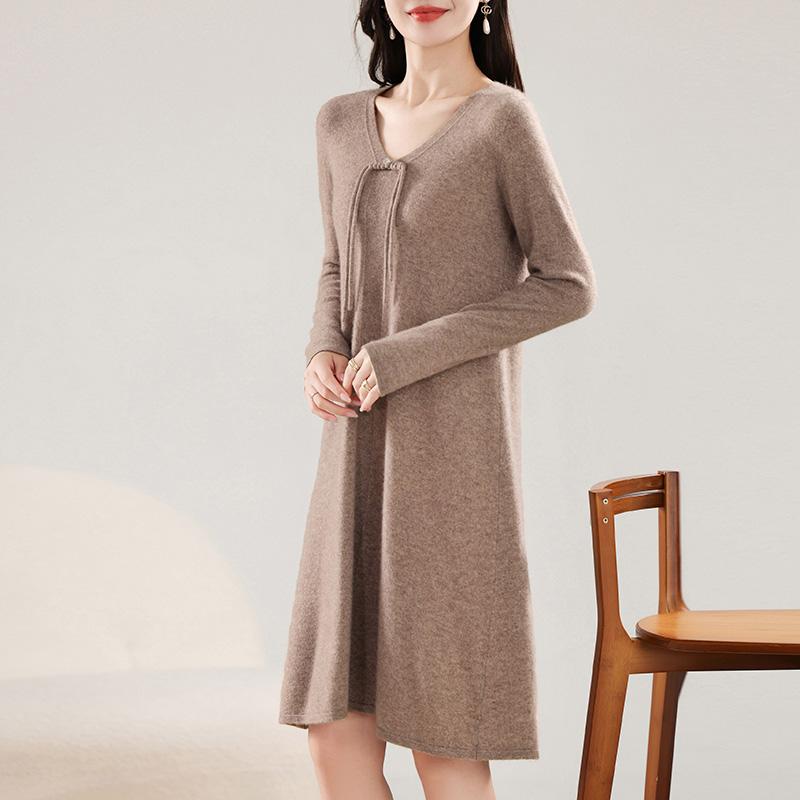 Женское кашемировое платье Qinghe кашемир 30% кашемир 70% шерсть осенне-зимняя кашемировая юбка мягкая и теплая