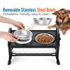 Double Dog Bowls Adjustable Height Elevated Pet Feeding Dish Stainless Steel Puppy Cat Food Water Container Feeder Stand Tray