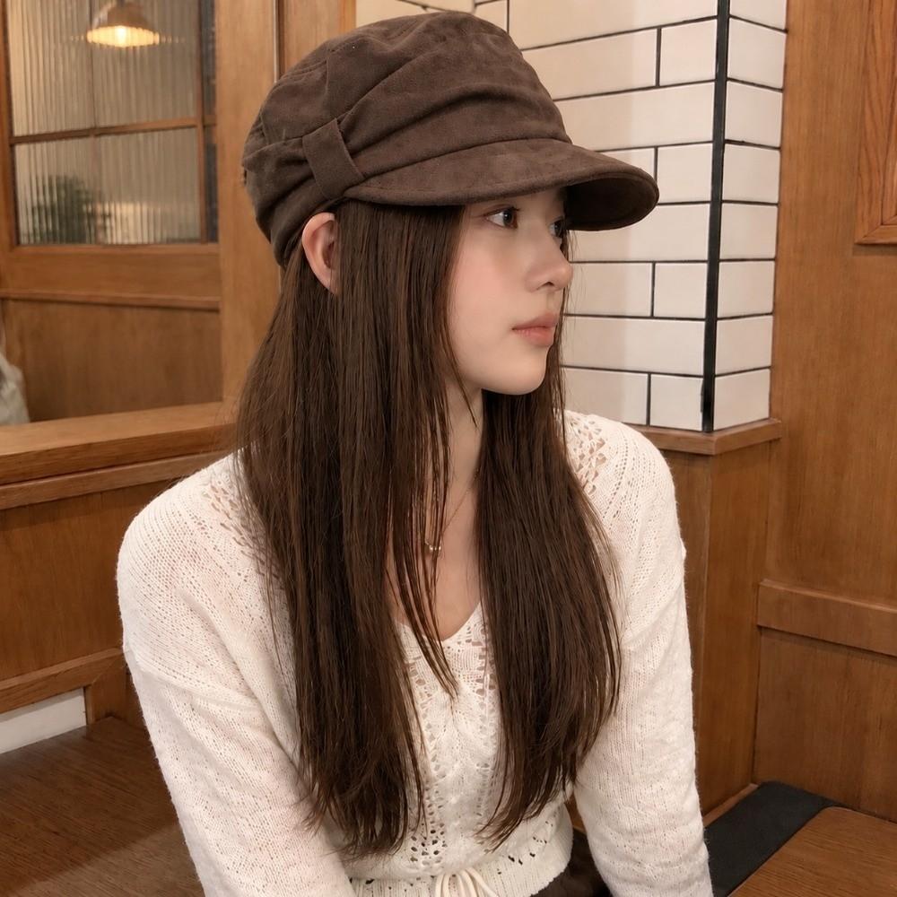 Warm Ruched Equestrian Hat Adjustable Inner Band Japanese Minimalist Hat Fall Winter Wear