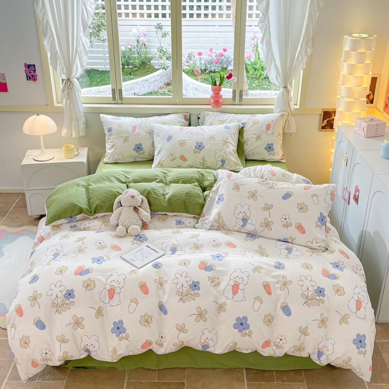 Комплект постельного белья Girl Heart Fresh Small Floral из четырех предметов, односпальная кровать из стираного хлопка, комплект из трех предметов для спальни