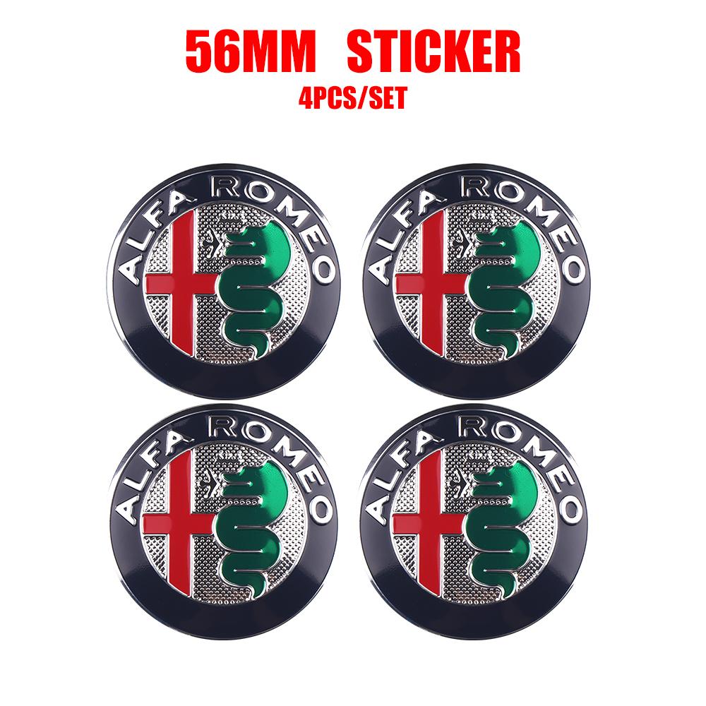 QJDS8 4pcs/set 56mm Car Wheel Center Hub Caps Stickers Auto Decoration Accessories For Alfa Romeo Giulietta GT 159 147 156 Mito Brera