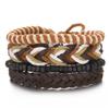 Men's Multi-Layer Bracelet Set with Wooden Beads and Braided Leather