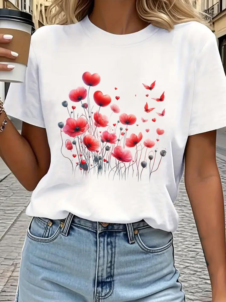 (Азиатский размер) Футболка с принтом женская женская модная одежда бабочка тренд 90-х футболка с коротким рукавом женские графические футболки