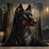 Doberman Dog Portrait Fleece Blanket Soft Flannel Throw Pet Lover Gift Home Decor Art Print For Dog Owners Bedroom Living Room