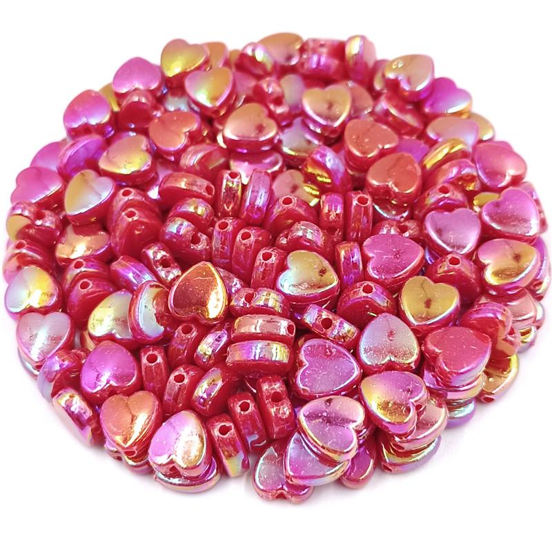 100Pcs Heart Acrylic Beads Jewelry Making AB Color DIY For Wholesale Pendant Necklace Bracelet