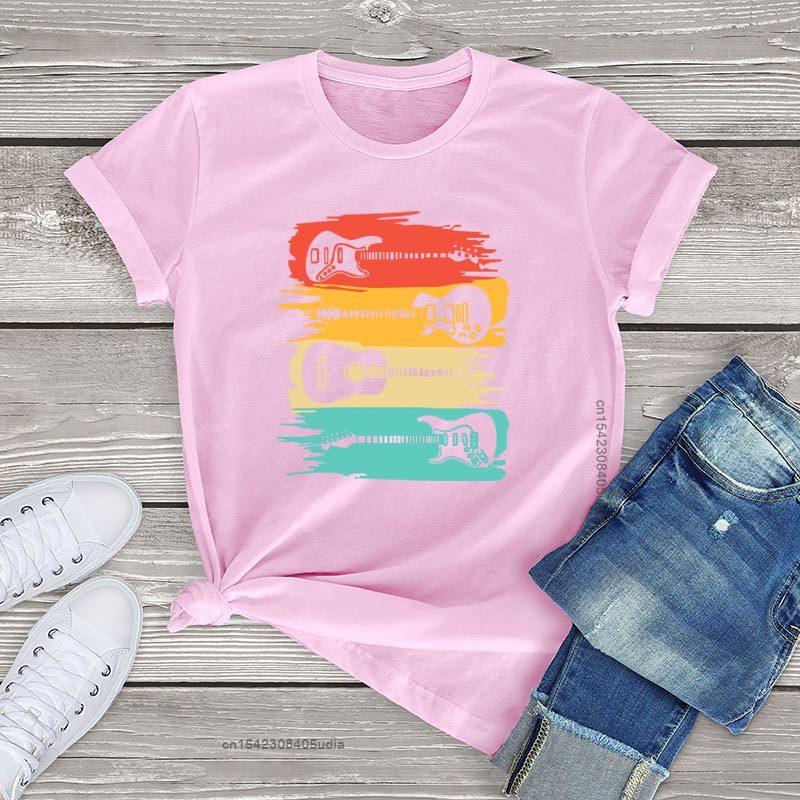 Винтажные футболки с гитарой из % хлопка, женская одежда, женские футболки с гитаристом музыкальной группы, мягкие модные женские топы, футболки унисекс
