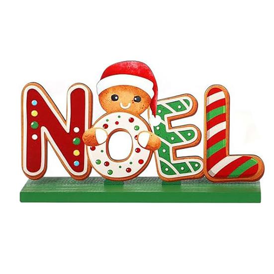 Рождественский деревянный орнамент, настольный знак в виде пряничного человечка, праздничный центральный элемент, украшение в виде пряничного человечка на Рождество