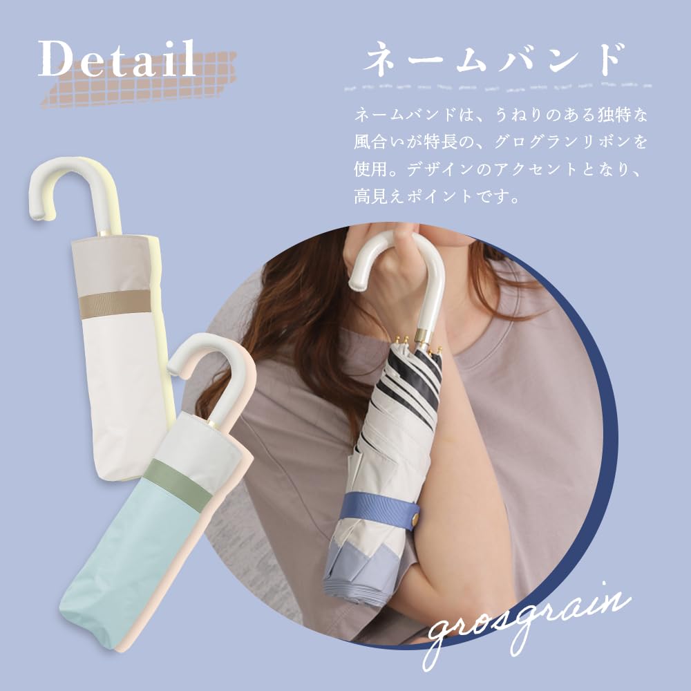 Ogawa Складной УФ Идеальный Подарок для или любой LINEDROPS 57410 Женский Зонт, 99,9% Защита, Белый/Зеленый, Водоотталкивающий, Стильный, Простой, Двухцветный