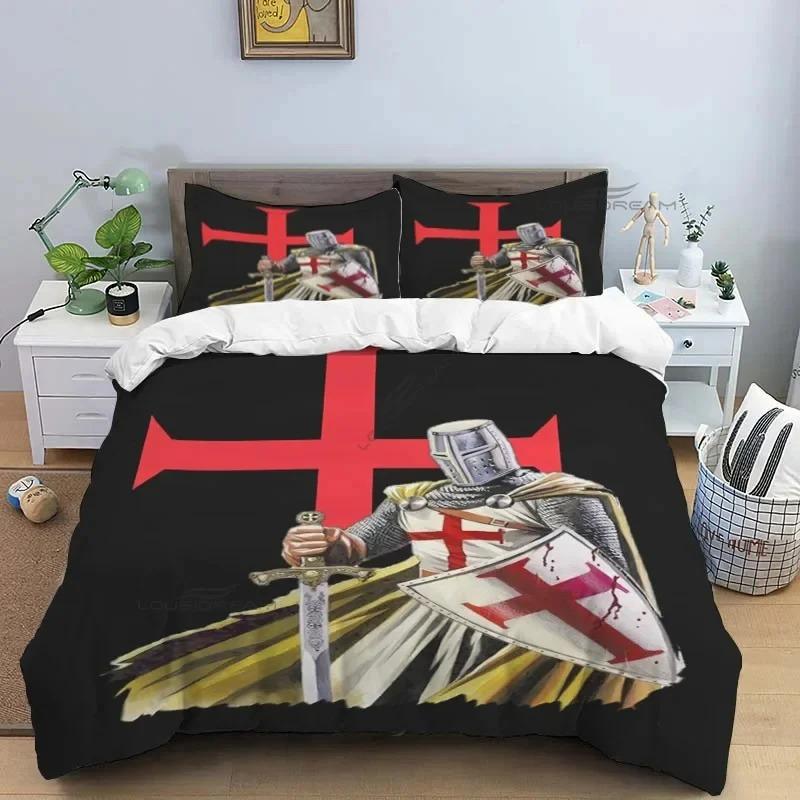 Medieval Knights Templar Comforter Bedding Set King Size Duvet Cover Quilt Pillowcase