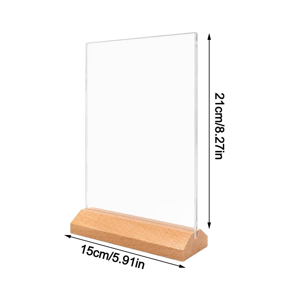 Table Top Acrylic Sign Holder Wood Base Table Top Display Stand Restaurant Menu Display