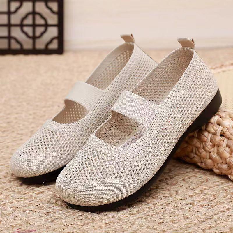 Fashion Women's Shoes Summer Ladies Shoes Fashion Lightweight Soft Bottom Flat - Soled Single Nude  On-slip Net