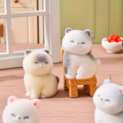 Микро-ландшафт Мини Мультяшная Плюшевая Фигурка Кошки Настольное Украшение для Автомобиля Смола Ручная Работа DIY Украшение