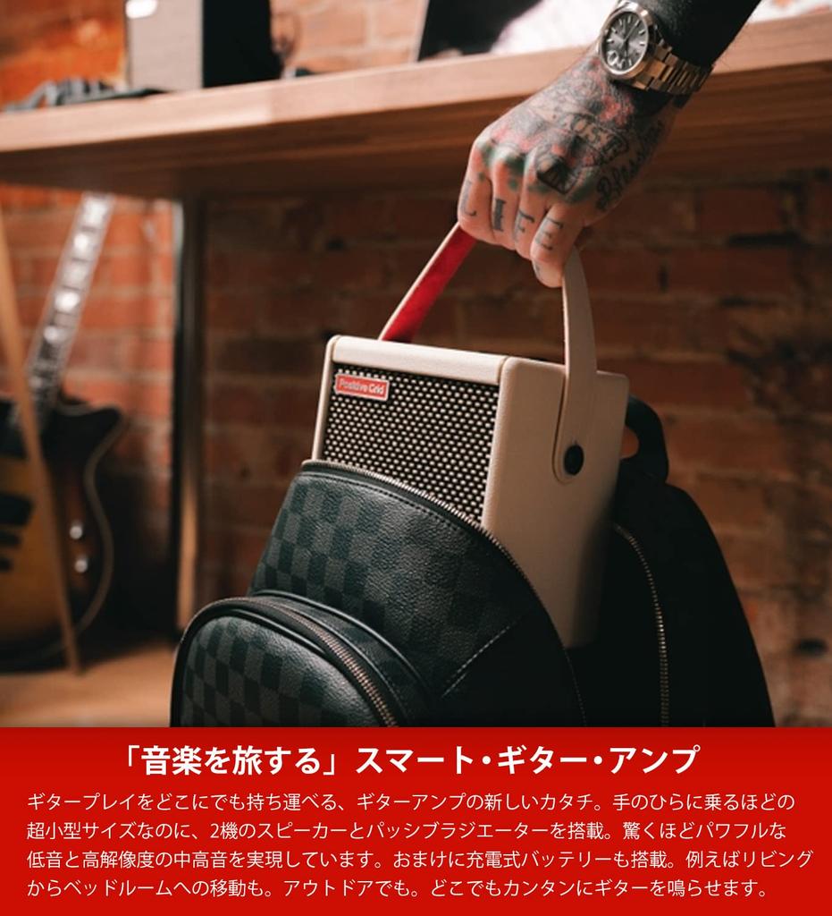 Компактный гитарный усилитель Positive Grid Spark MINI Pearl с Bluetooth и динамиком для практики на электрогитаре и акустической гитаре. В комплекте оригинальный медиатор.