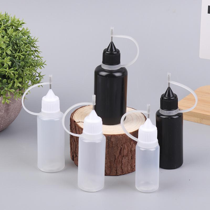 Diy Quilling Tool Empty Needle Tip Glue Bottle With Black Cap Liquid Dropper Containers With Silicone Rings For Crafting