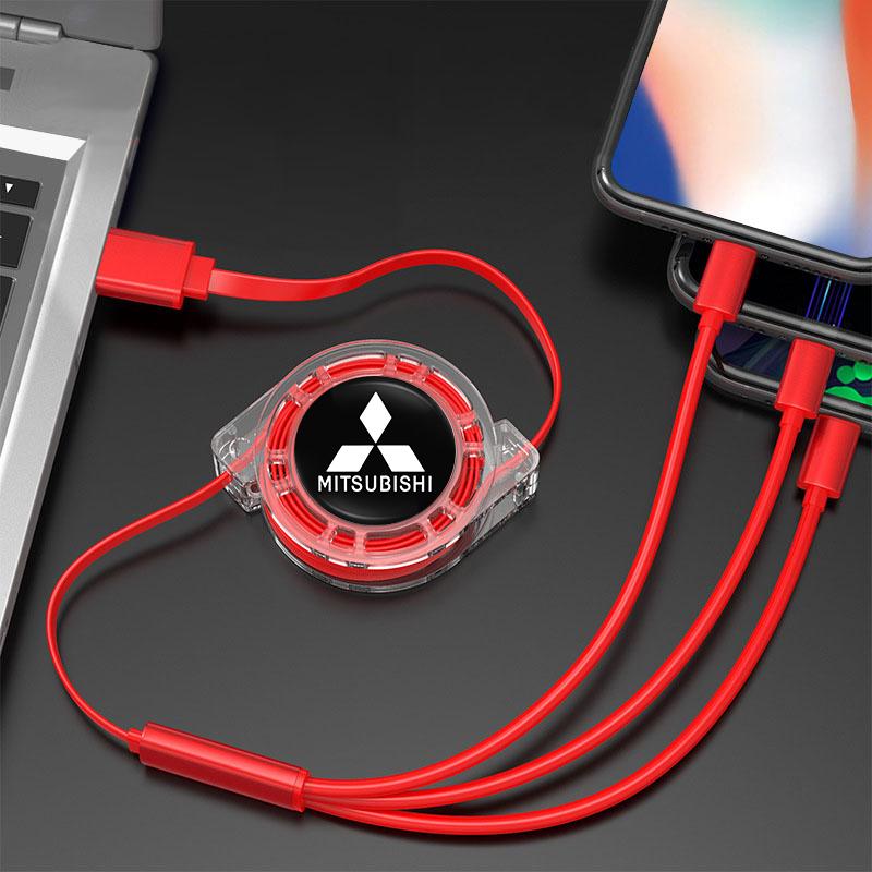 3 в 1 Micro USB Type C Зарядный кабель Мульти-зарядное устройство Для Mitsubishi EK Pajero Xpander Eclipse Cross ASX L200 Xforce Outlander