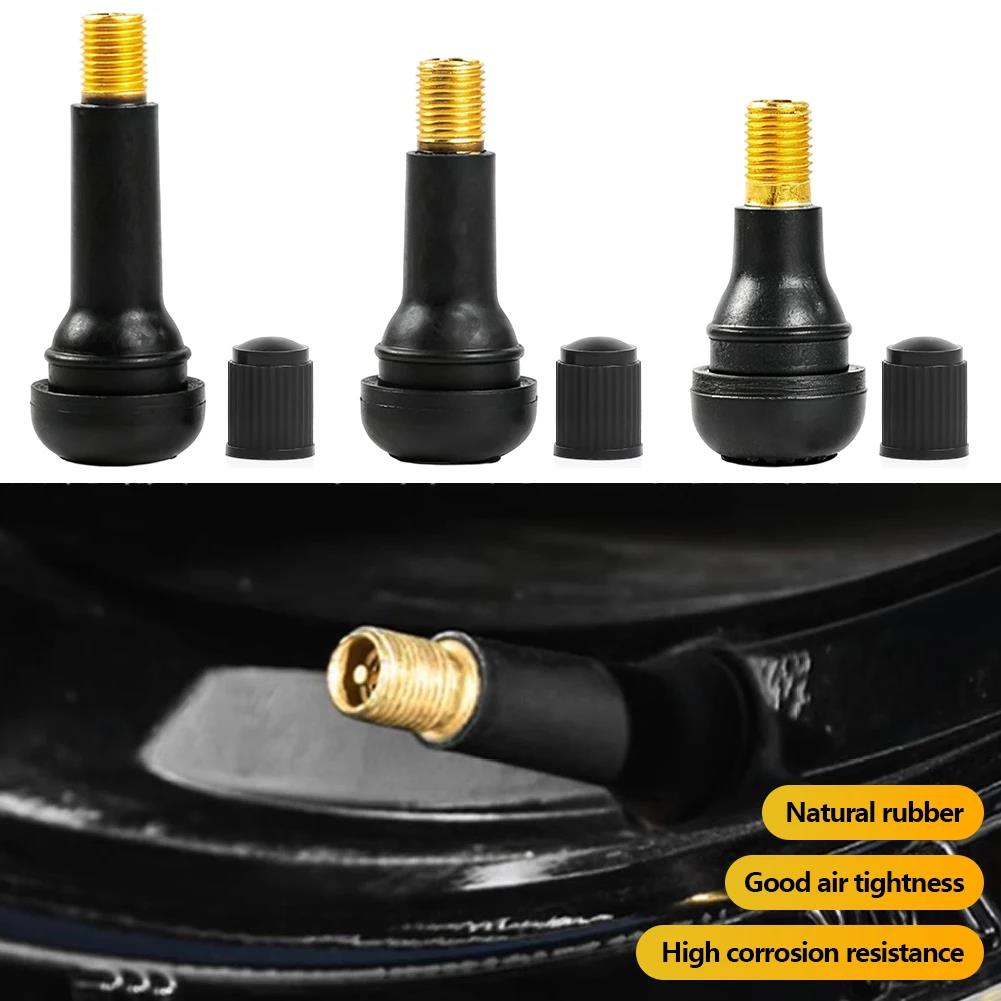 Car Motorcycle Tyre Rubber Valve Stems with Brass Core 10Pcs TR413 Snap In Tubeless Tyre Valves Stems Type Rubber Valve Tool Set Valve Stems 1
