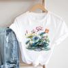 (Asian Size) Clothing Sweet Lovely Flower Trend  Casual Women Tee Top Short Sleeve T Shirt Fashion Print Lady Female Graphic T-shirts