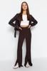 Women's Trousers Fashion New Season Brown Flare Slit Detailed Woven Trousers