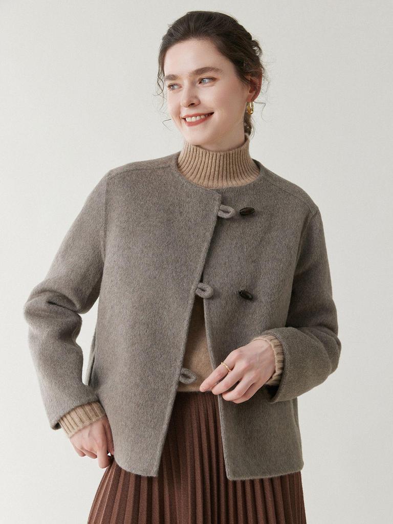 Women's High-End Wool Tweed Coat - Autumn/Winter 2025, Double-Faced and Loose Fit with a Round Neck In Little Fragrance Style