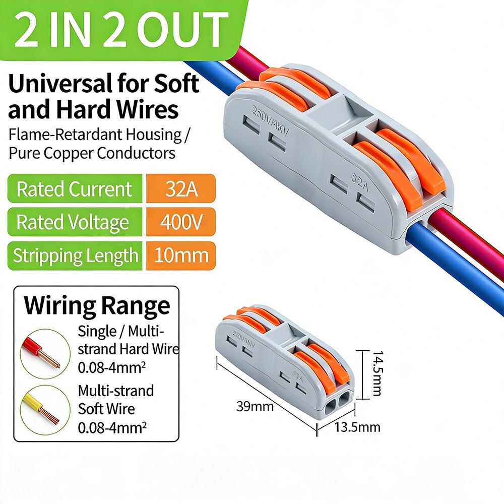 Push-in Quick Wire Connectors Compact Splicing Wiring Cable Connection New Wiring Connector