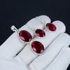 Beautiful Red Garnet Pendant Set, Red Garnet Gemstone Handmade 925 Sterling Silver Earring Pendant Set For Women Pendant Mother's Day Gift