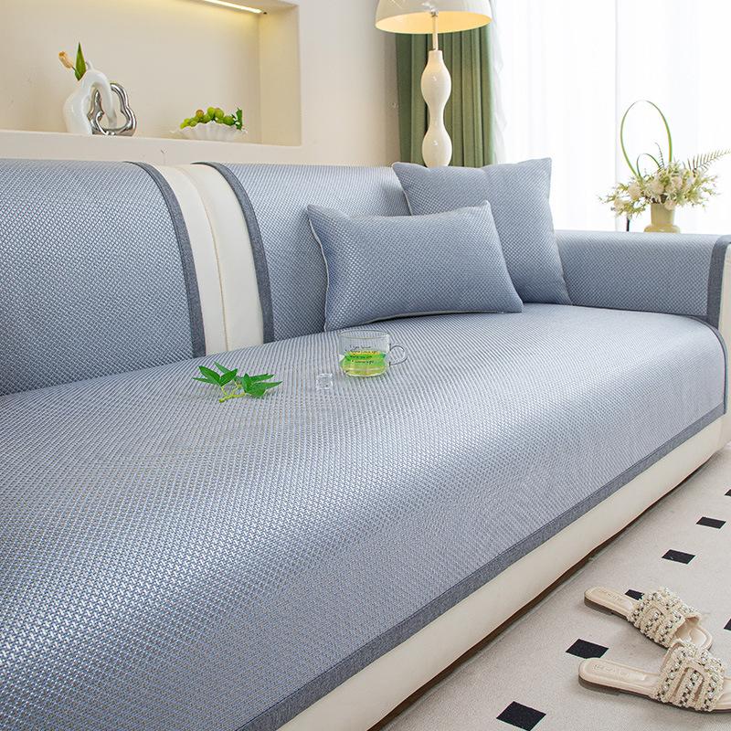 Summer And Summer Rattan Mat Sofa Cushion New French High-End Ice Silk Mat Cover Cloth Non-Slip Seat Cushion