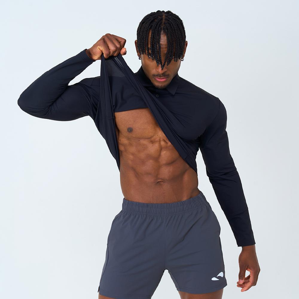 Turtle Neck Functional Long Sleeve Training T-Shirt, 2 Colors, Men