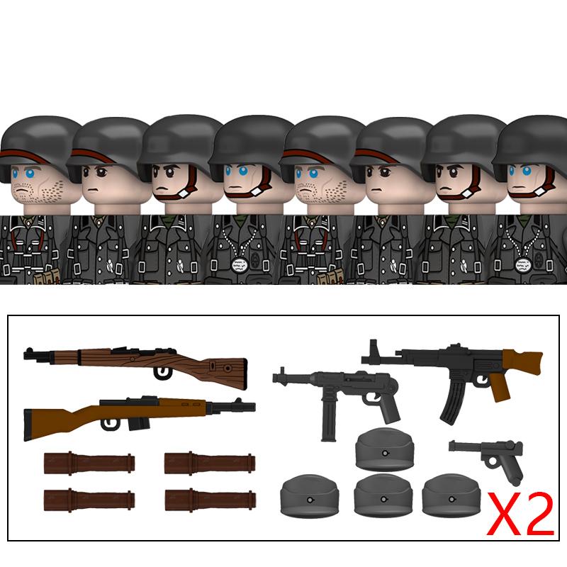 Нетоксичные Военные Вторая Мировая Война Немецкий Флот Бронетанковые Войска Строительные Блоки США 101-я Великобритания Советский Союз Солдаты Пехота Оружие Кубики Игрушки Дети