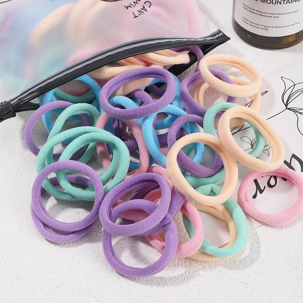 30/50/100PCS/Lot Girl Mix Colors Hair Bands Basic Hair Ties Elastic Headband Hair Scrunchies Women Accessories Ponytail Holder