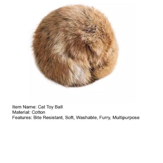 Пушистый Шарик Кошачья Игрушка Мягкий Пушистый Шарик из Кроличьего Меха Моющийся Веселый Мячик для Кошек Стимулирует Охотничий Инстинкт Игрушка-Пиналка для Домашних Кошек Тренировка