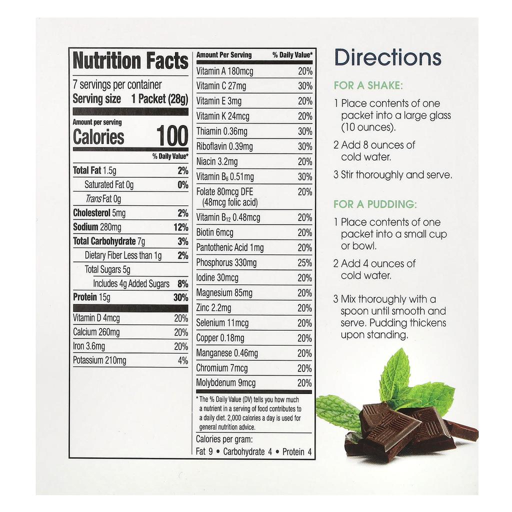 WonderSlim Пшеничный коктейль, кокосово-мятный крем, 7 упаковок по 28 г каждая