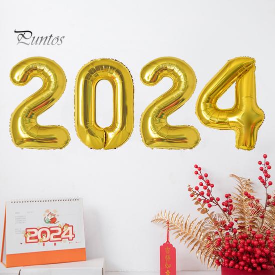 4 шт. воздушный шар с номером золотого цвета многоразовый герметичный реквизит для вечеринки 2024 Новый год декоративный надувной воздушный шар с гладкой поверхностью для вечеринки